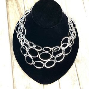 New Pure Expressions Multi Strand Silver Statement Necklace